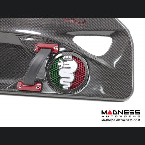 Alfa Romeo 4C Carbon Fiber Speaker Grill Covers - Alfa Logo in Italian Colors